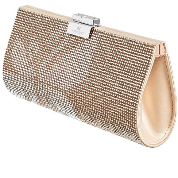 Genuine Swarovski Bag Authentic Swarovski Gold Clutch. - Picture 1 of 17